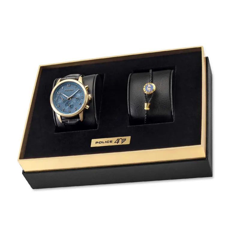 Police 40 Years Anniversary Watch And Bracelet Gift Set- PEWJF0030401